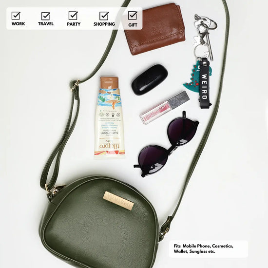 Timeless Chic Women's Sling Bag - Olive Green