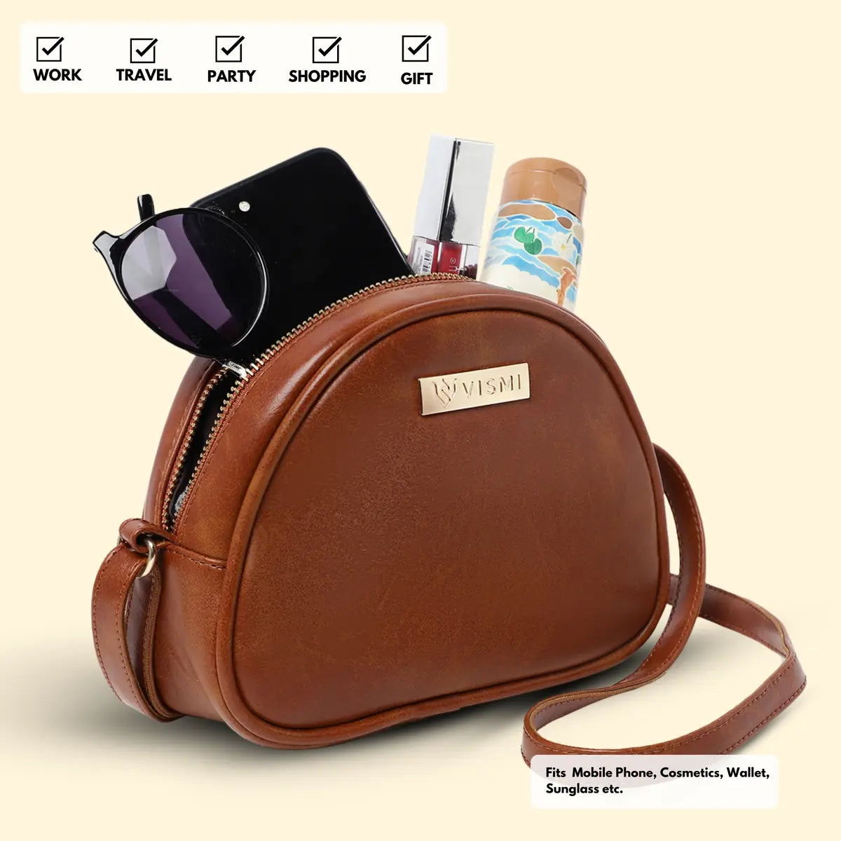 Timeless Chic Women's Sling Bag - Tan