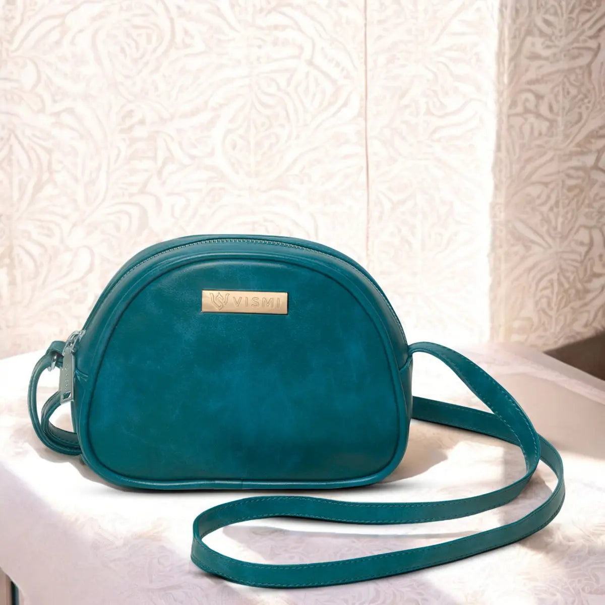 Timeless Chic Women's Sling Bag - Teal blue