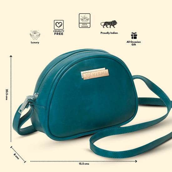 Timeless Chic Women's Sling Bag - Teal blue