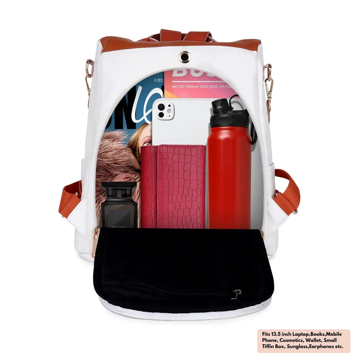 Chic-White-Women’s-Backpack-Tote-Bag-Stylish-Office-Travel-Handbag