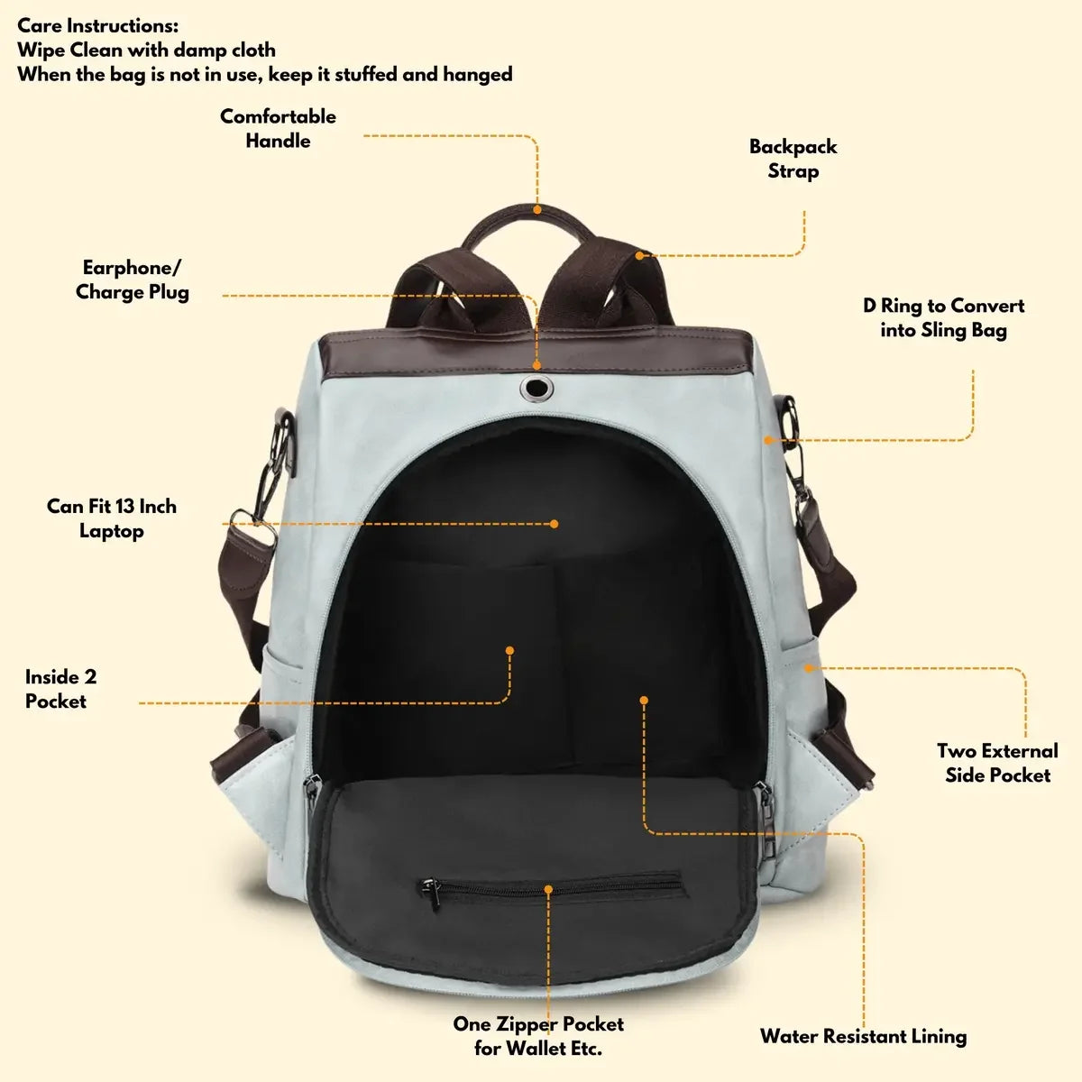 Lightweight-Grey-Fashion-Backpack-Handbag