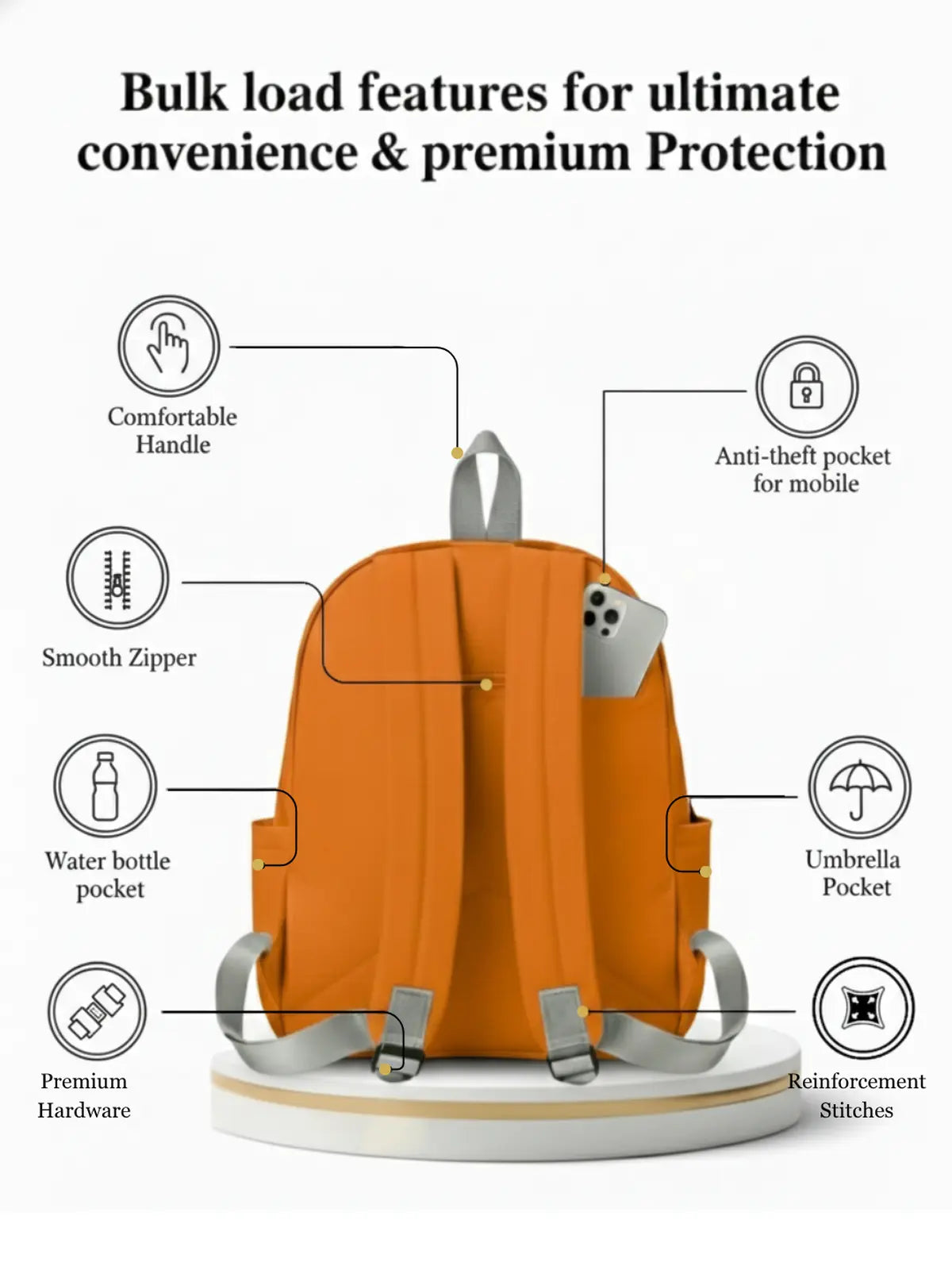 Everyday Essentials Women Backpack - Brick Orange