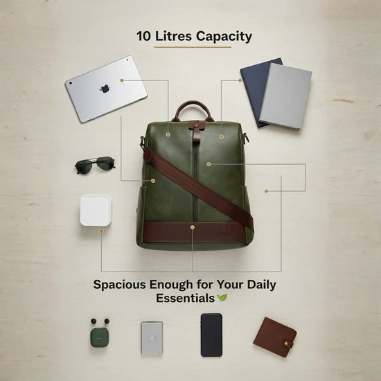 Timeless Aura Women Backpack Handbag - Olive Green