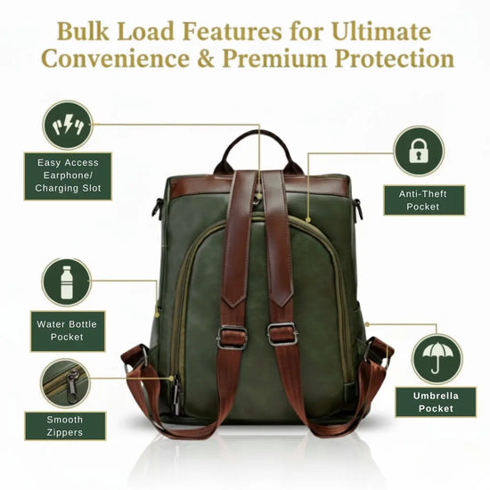Timeless Aura Women Backpack Handbag - Olive Green