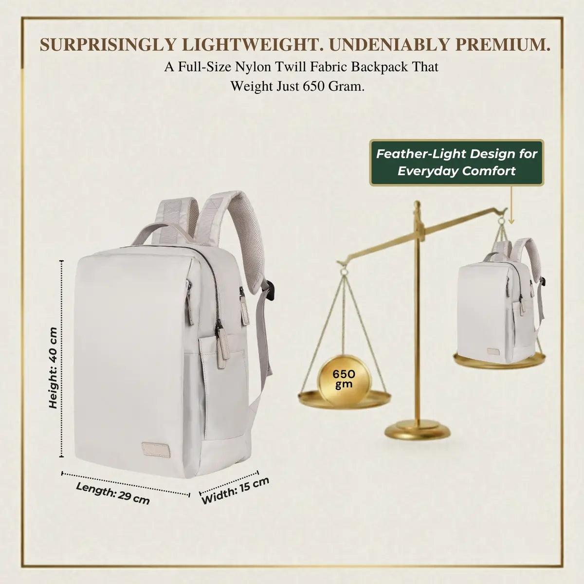 Everyday Essentials Grey Travel Laptop Backpack – stylish office and college bag