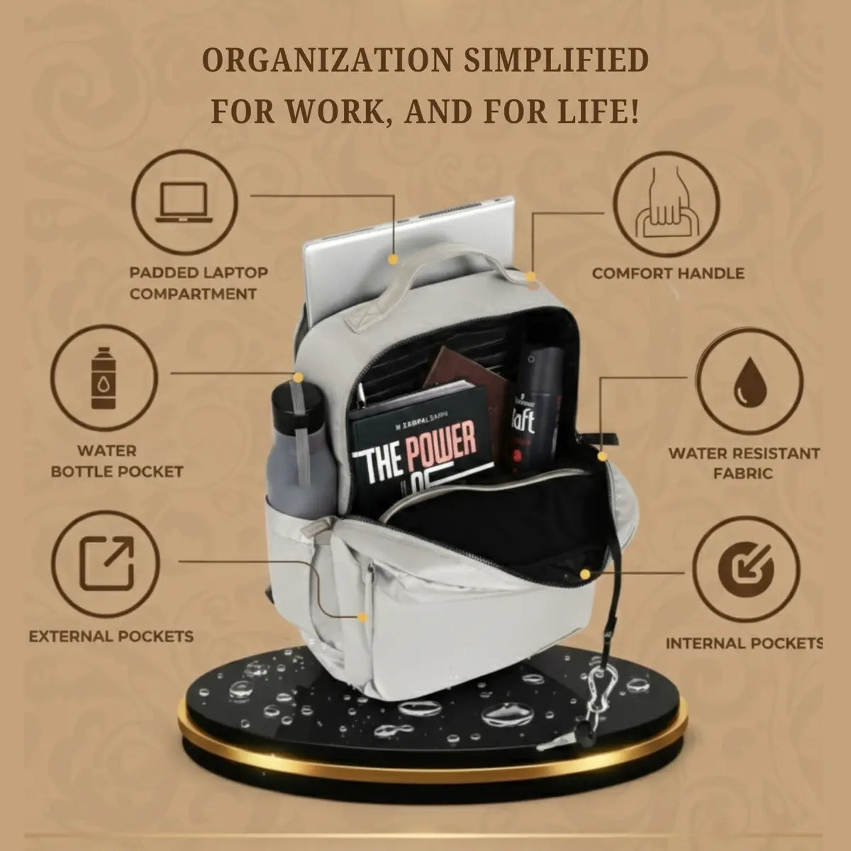 Everyday Essentials Grey Travel Laptop Backpack – stylish office and college bag