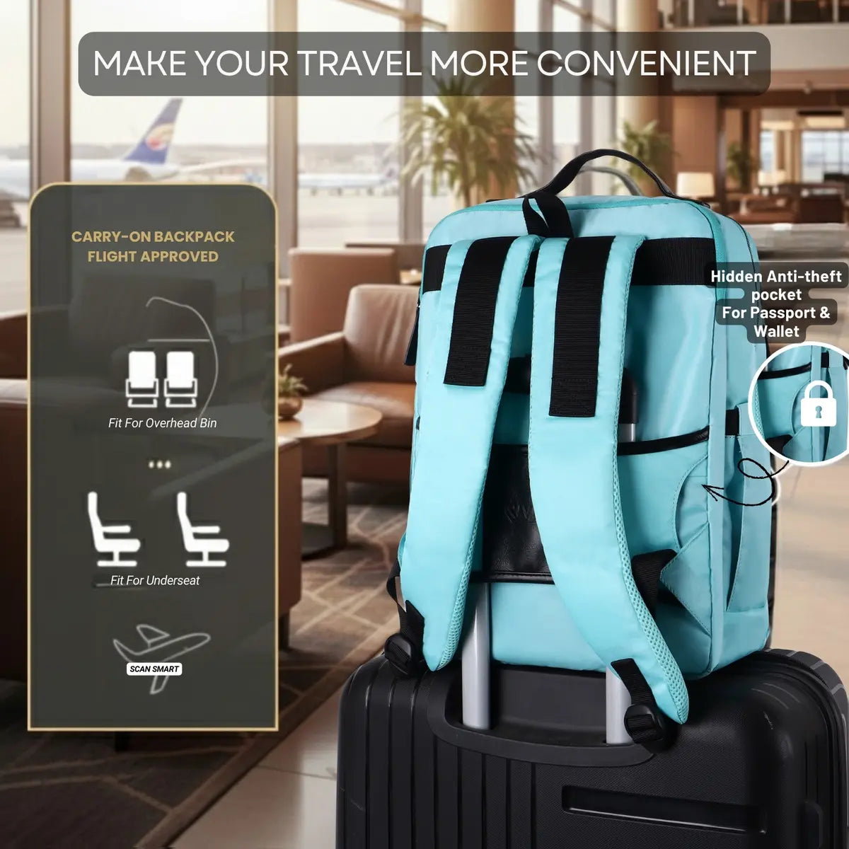 Everyday Essentials Sky Blue Travel Laptop Backpack – stylish office and college bag