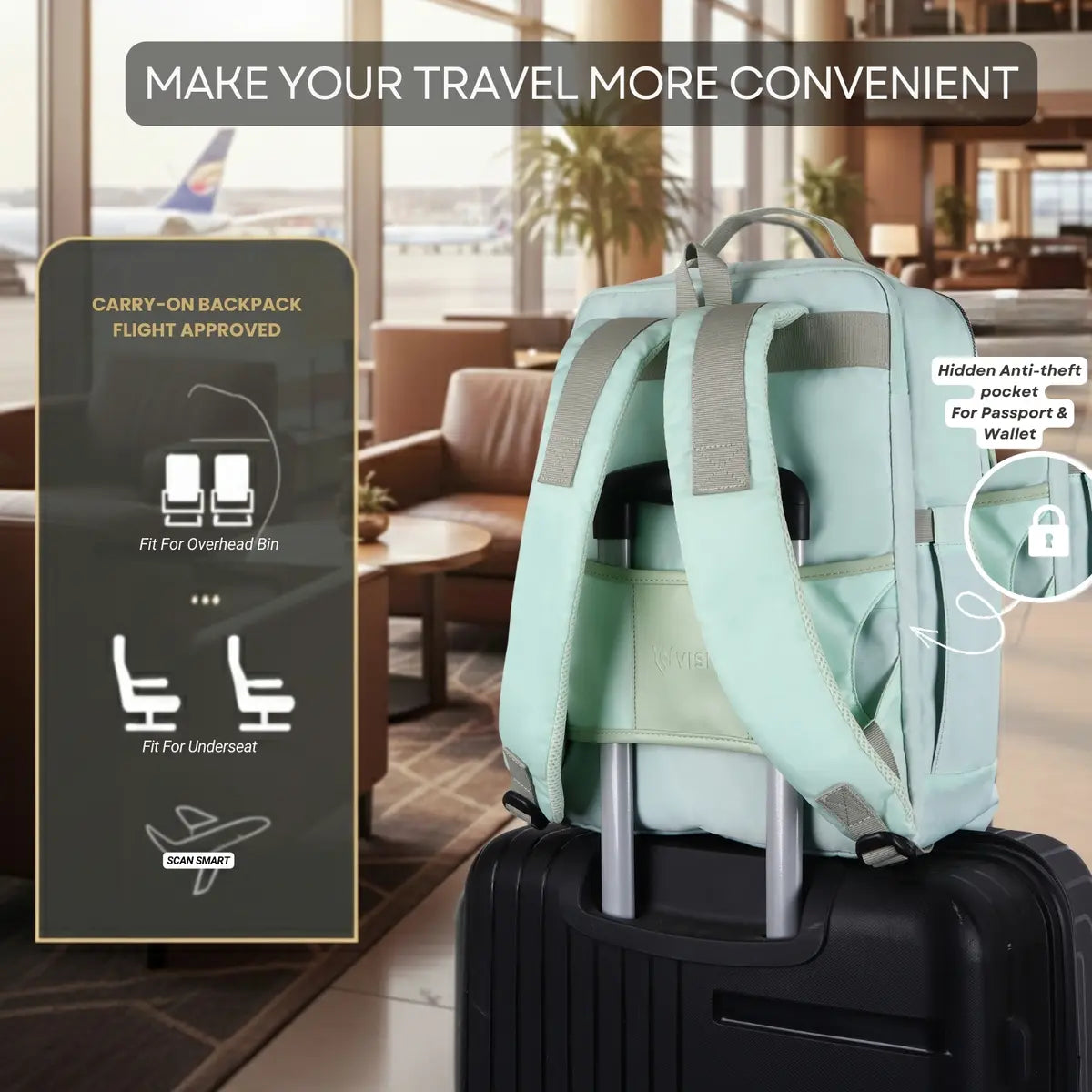 Everyday Essentials Sea Green Travel Laptop Backpack – stylish office and college bag