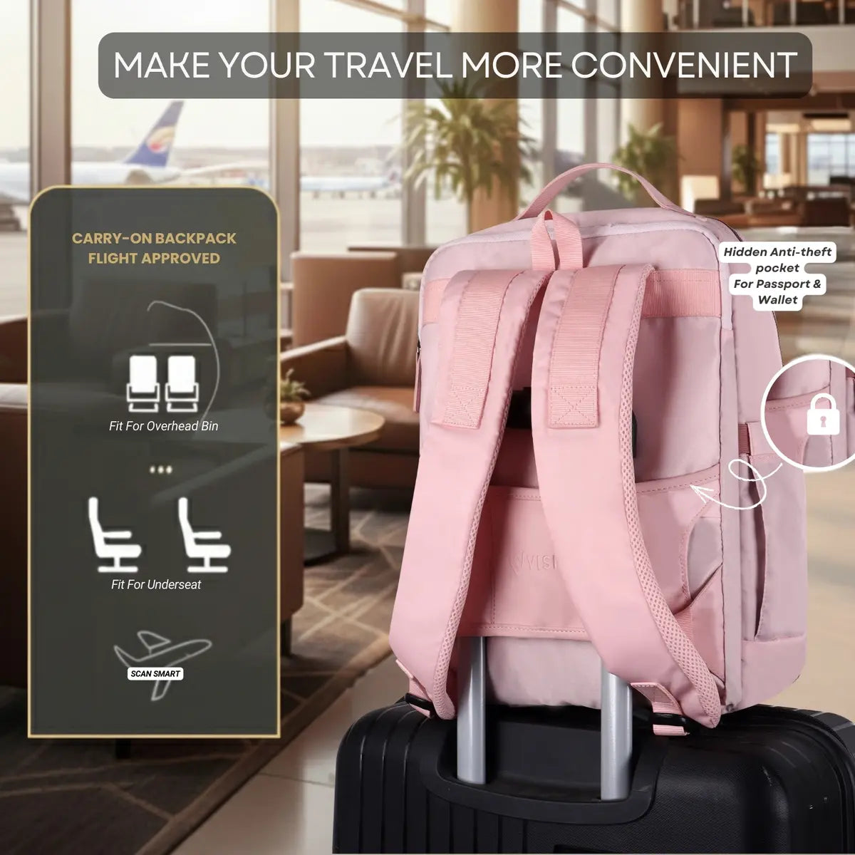 Everyday Essentials Pink Travel Laptop Backpack – stylish office and college bag