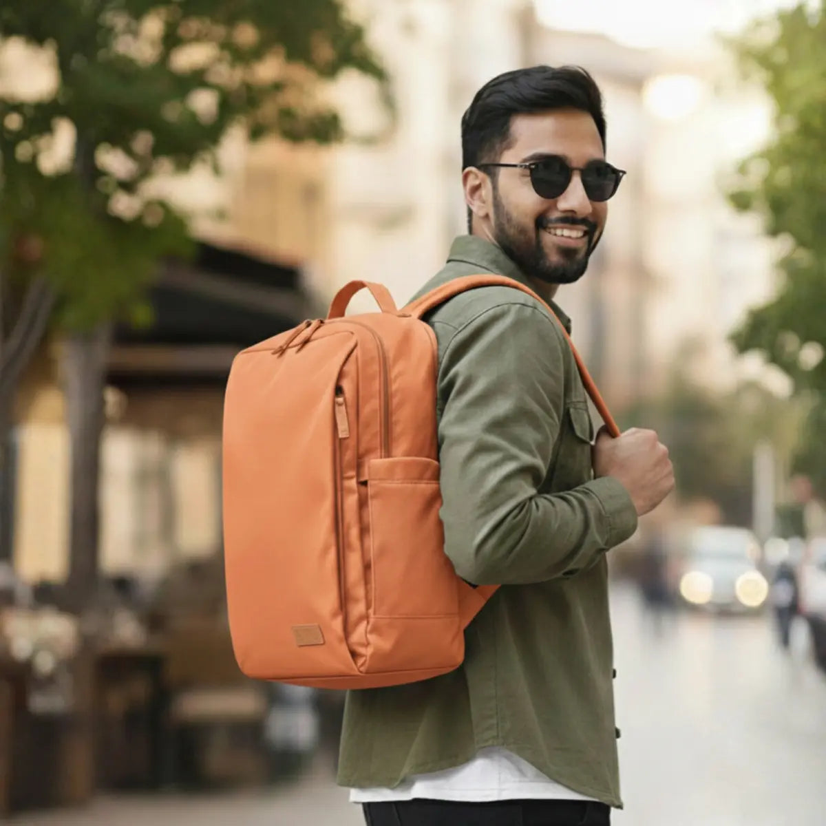 Everyday Essentials Orange Travel Laptop Backpack – stylish office and college bag