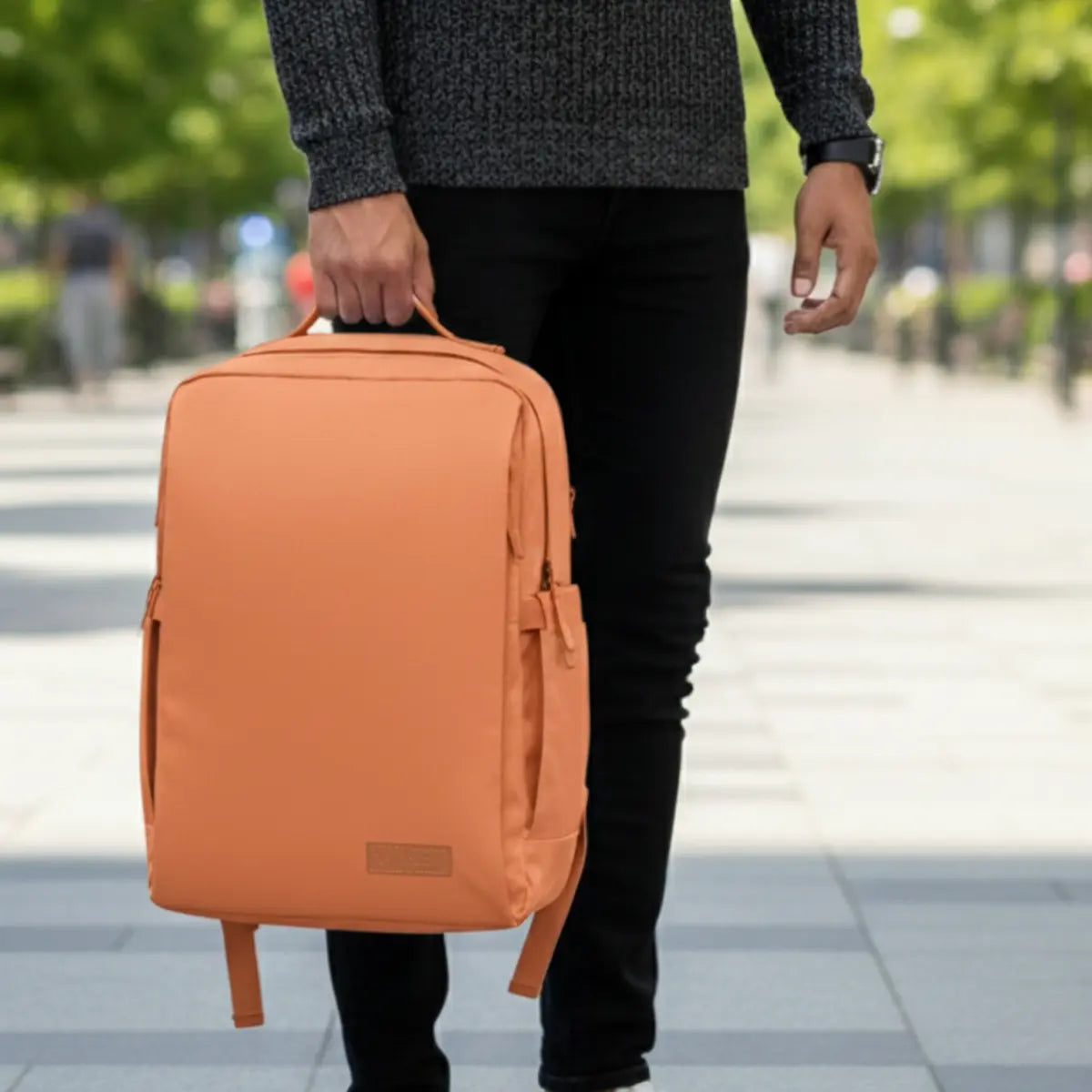 Everyday Essentials Orange Travel Laptop Backpack – stylish office and college bag