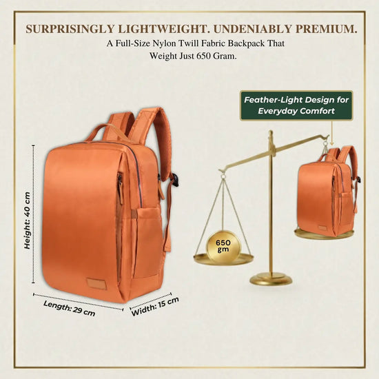 Everyday Essentials Orange Travel Laptop Backpack – stylish office and college bag