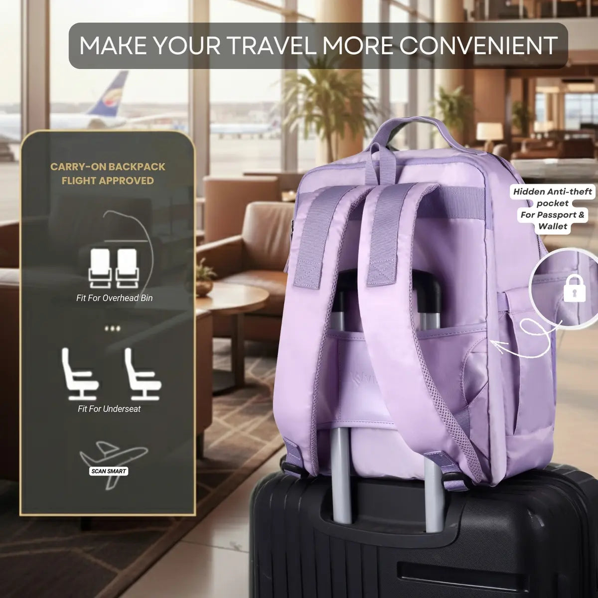 Everyday Essentials Lavender Travel Laptop Backpack – stylish office and college bag