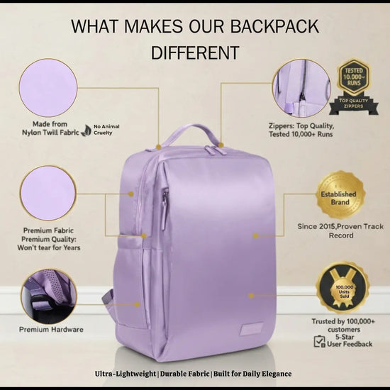 Everyday Essentials Lavender Travel Laptop Backpack – stylish office and college bag