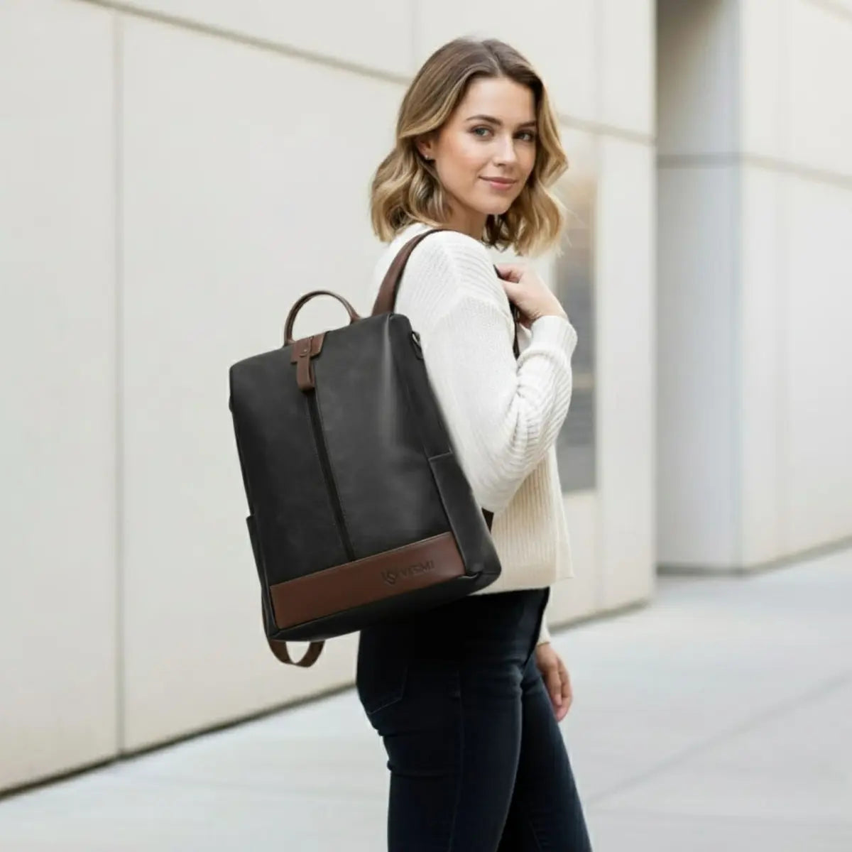 Timeless Aura Women Backpack Handbag - Black