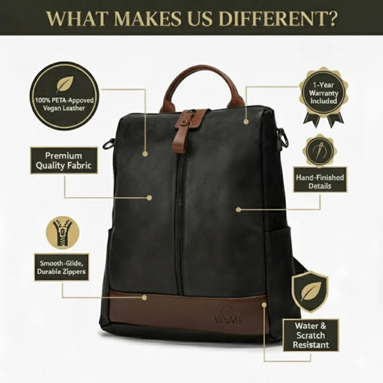 Timeless Aura Women Backpack Handbag - Black