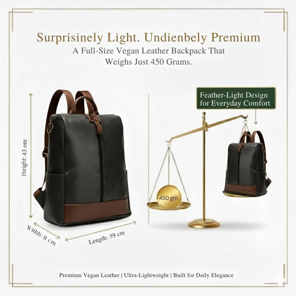 Timeless Aura Women Backpack Handbag - Black