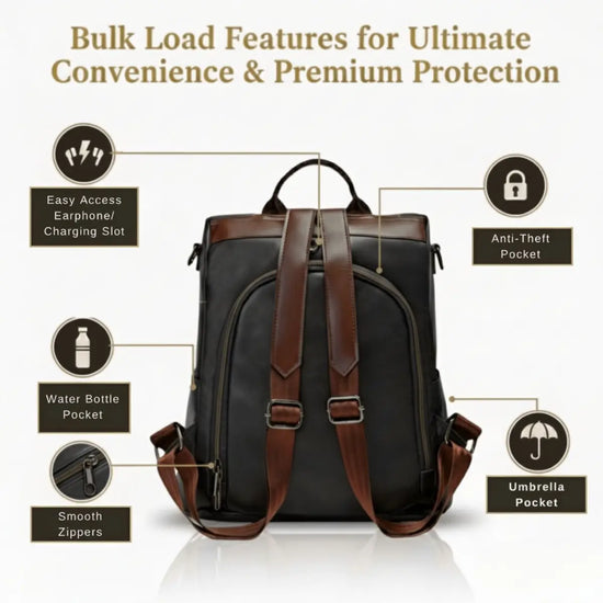 Timeless Aura Women Backpack Handbag - Black