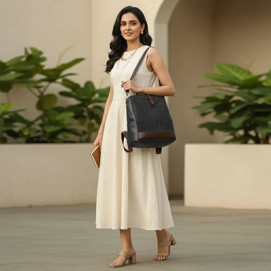 Timeless Aura Women Backpack Handbag - Black