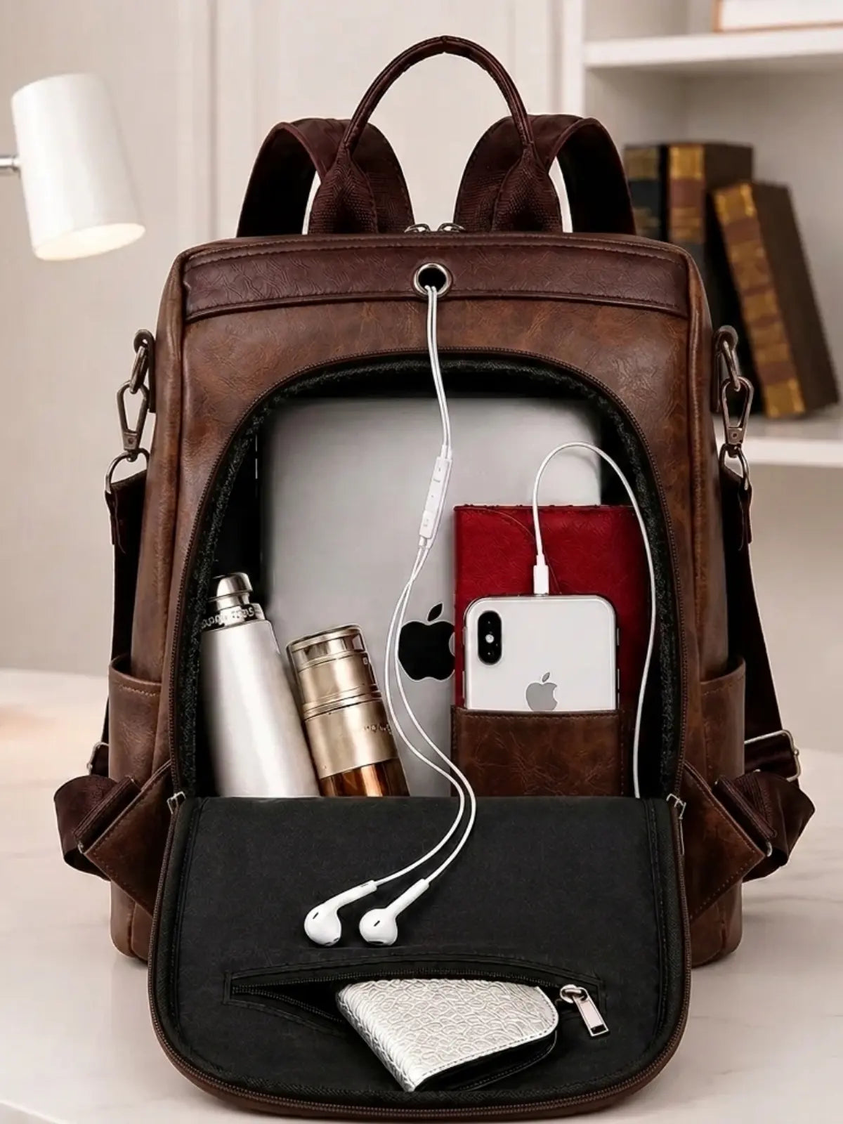 Timeless Kiara  Women Backpack Handbag - Coffee Brown