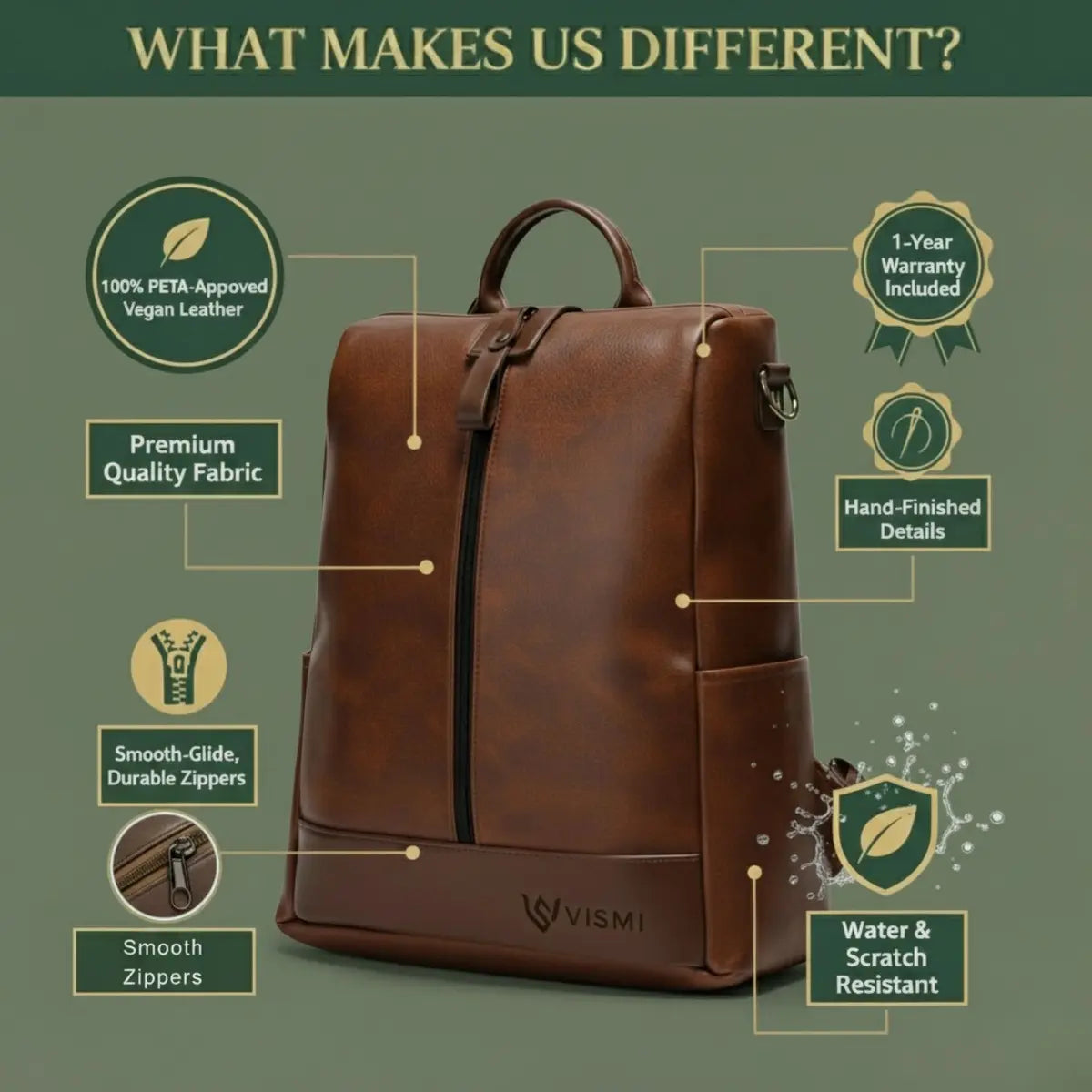 Timeless Aura Women Backpack Handbag - Coffee Brown