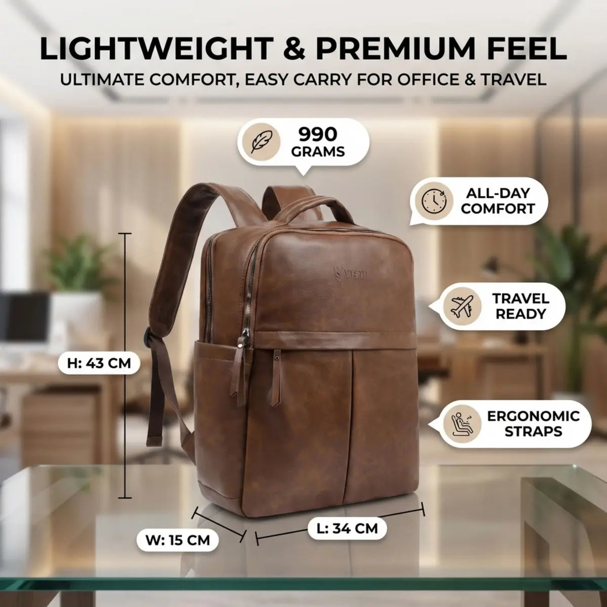 Timeless Voyager Laptop Backpack - Coffee Brown
