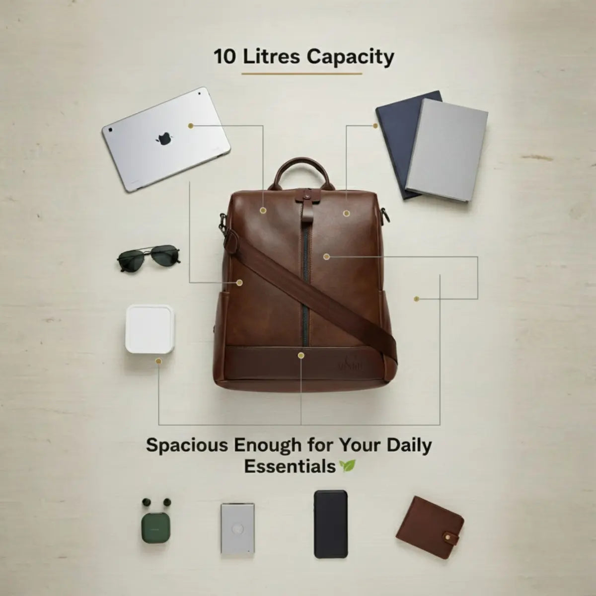 Timeless Aura Women Backpack Handbag - Coffee Brown