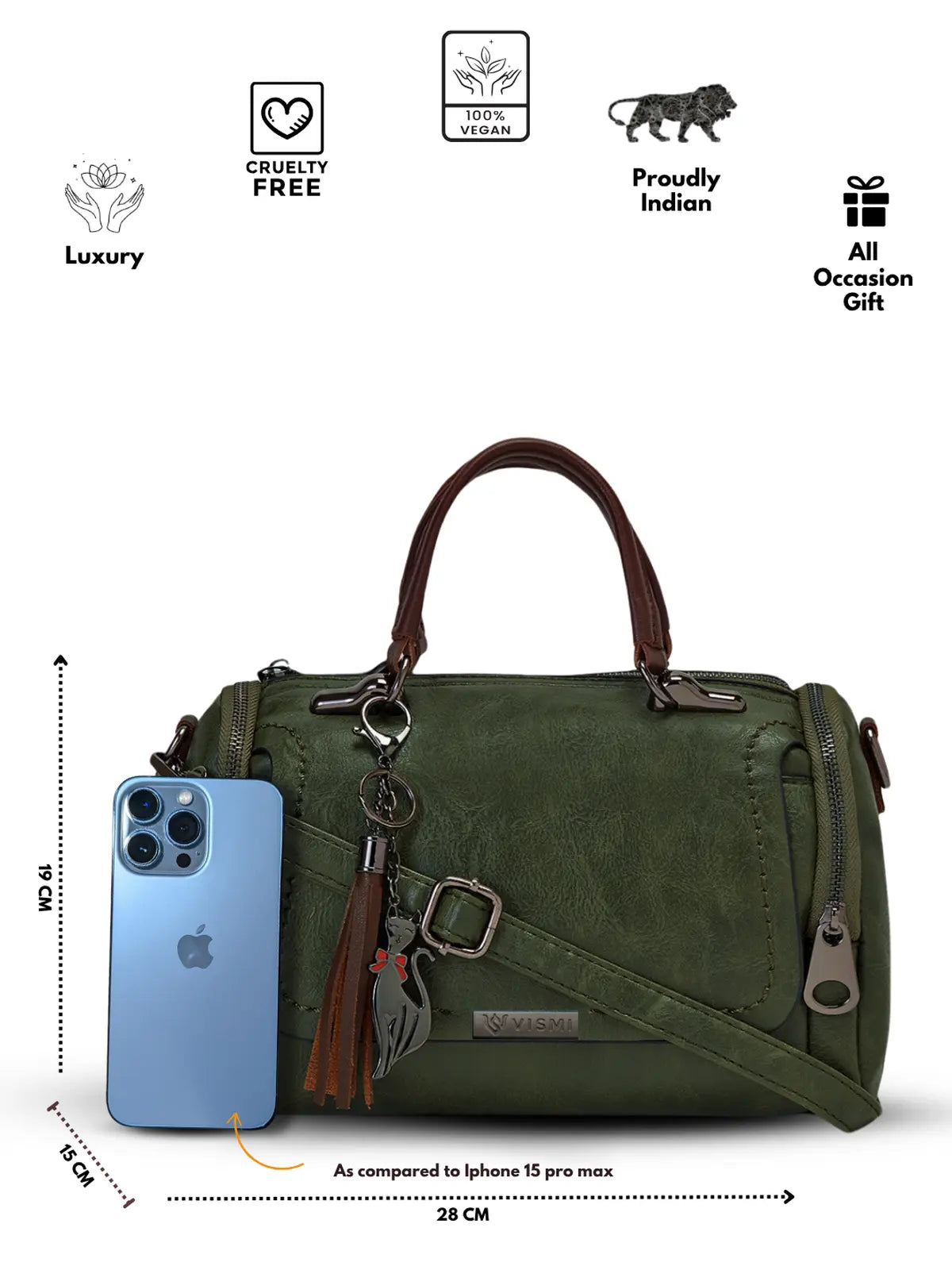 Timeless Mystique Satchel Handbag - Olive Green