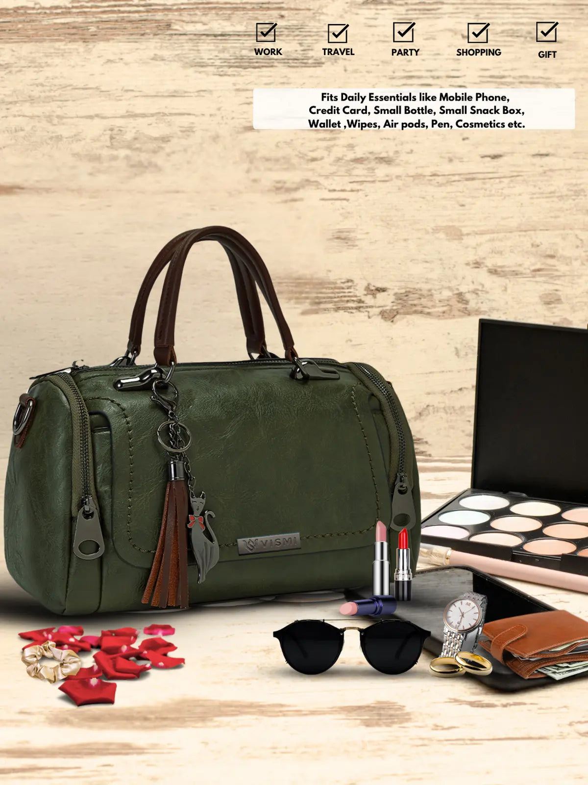 Timeless Mystique Satchel Handbag - Olive Green