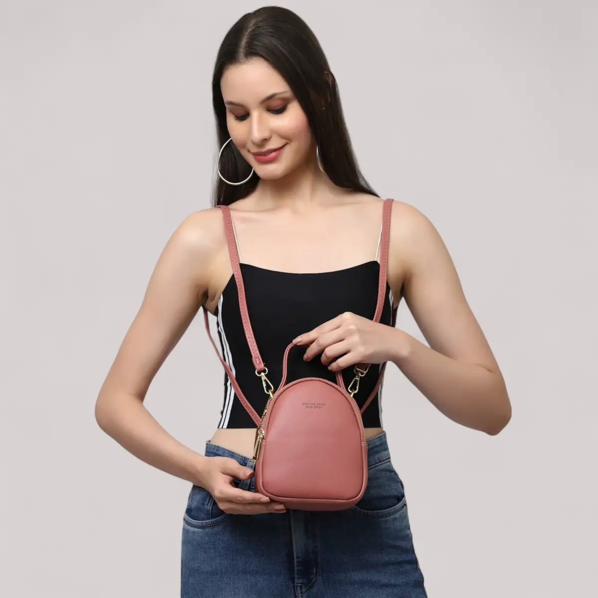 Stylish Sling Crossbody Handbag- Blush Pink