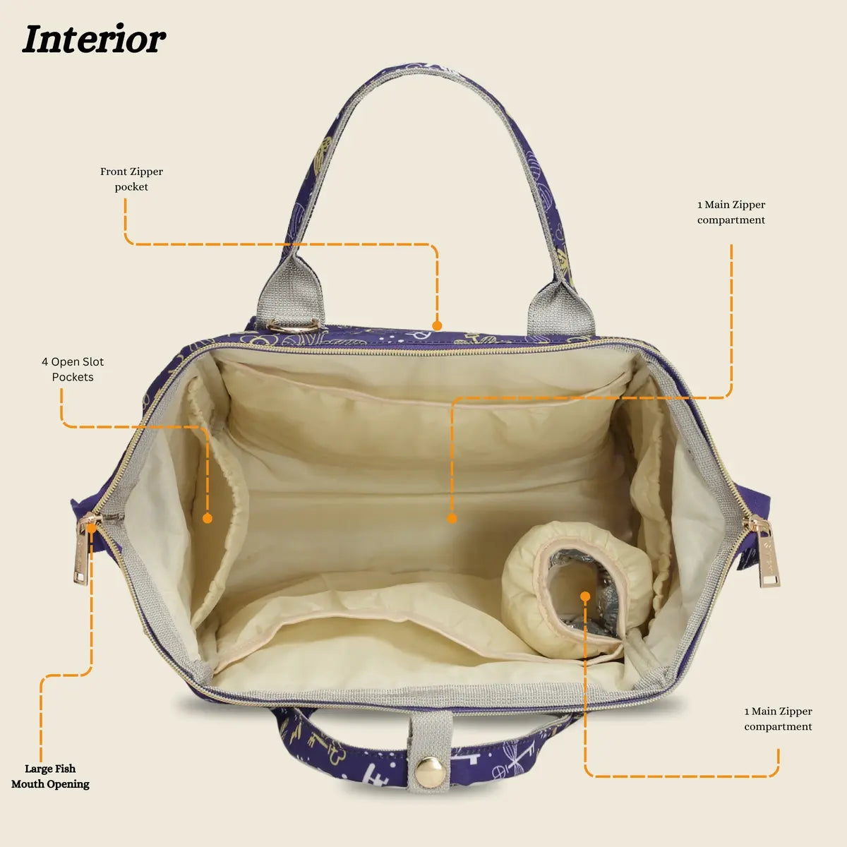 Itsy Bitsy Mini Diaper Bag - Flying Keys Purple