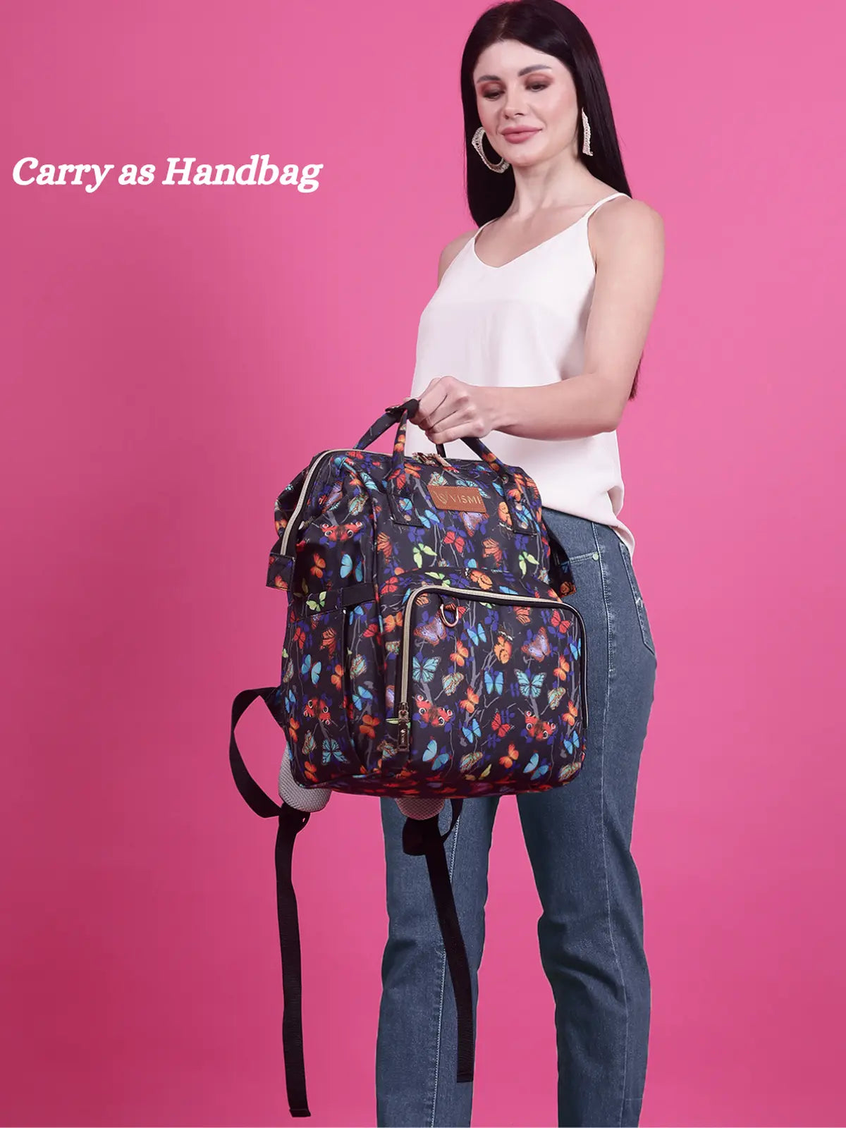 Snappy Zappy Backpack Diaper Bag - Butterfly Black