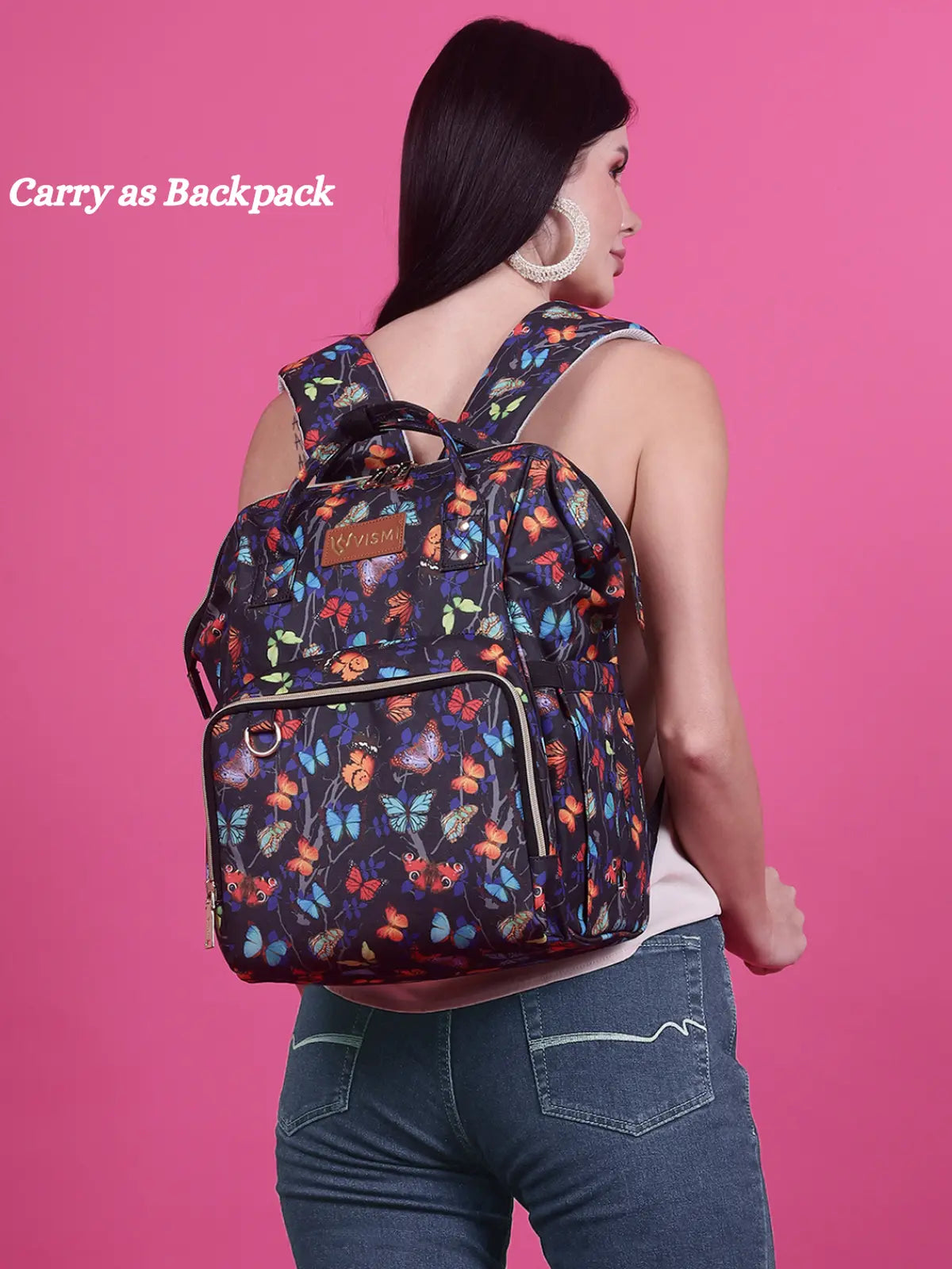 Snappy Zappy Backpack Diaper Bag - Butterfly Black
