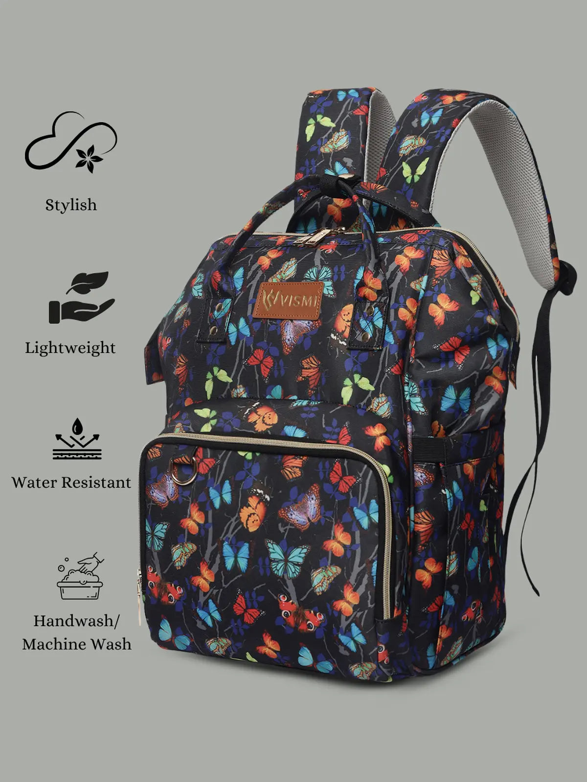 Snappy Zappy Backpack Diaper Bag - Butterfly Black