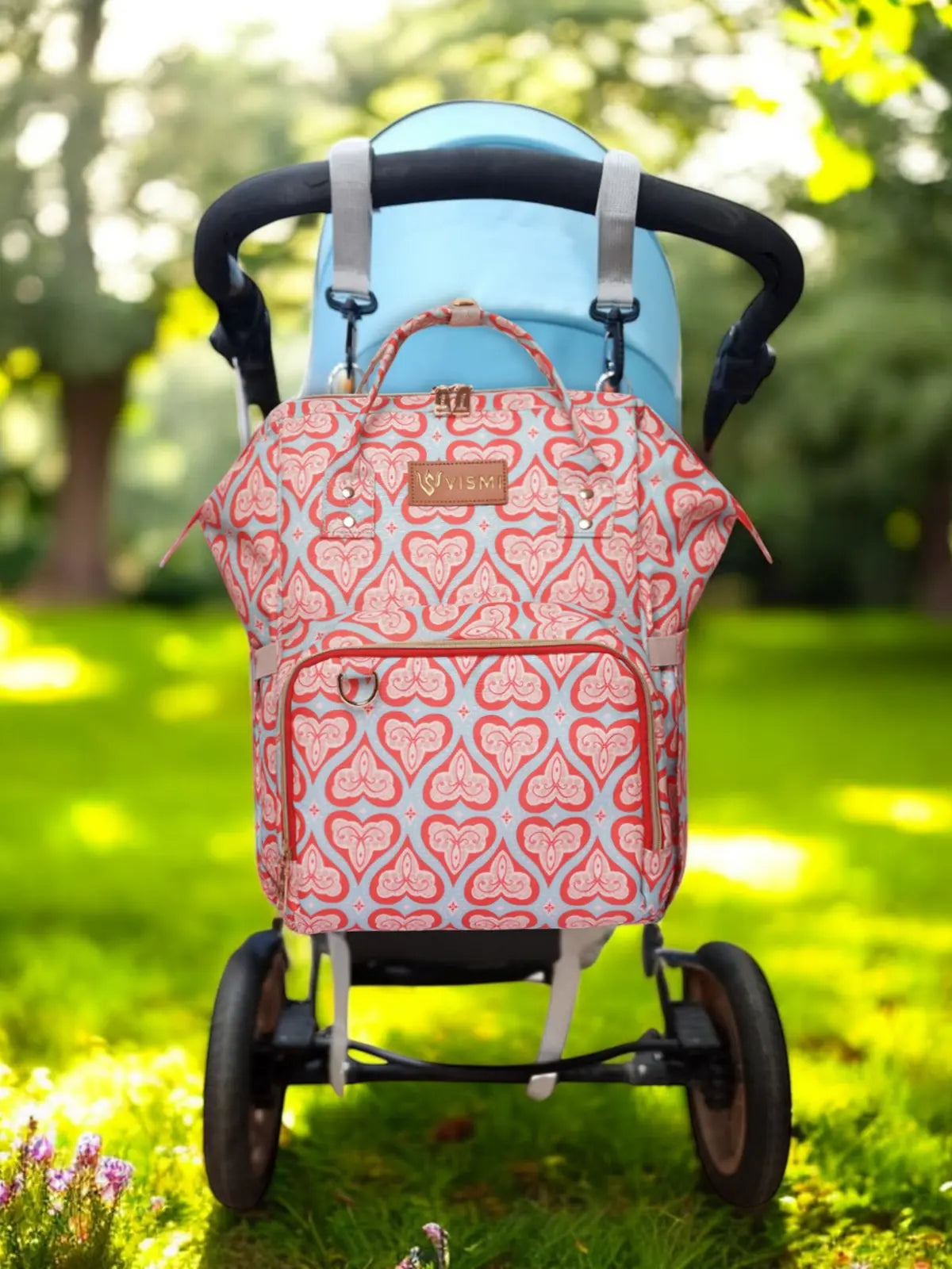 Snappy Zappy Backpack Diaper Bag - Red Hearts