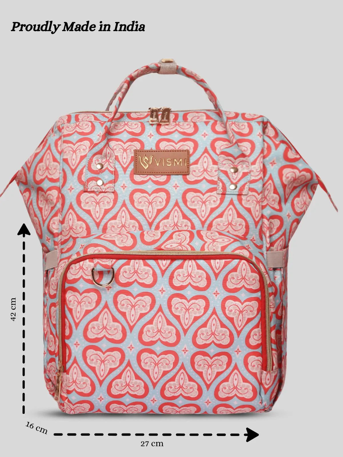 Snappy Zappy Backpack Diaper Bag - Red Hearts