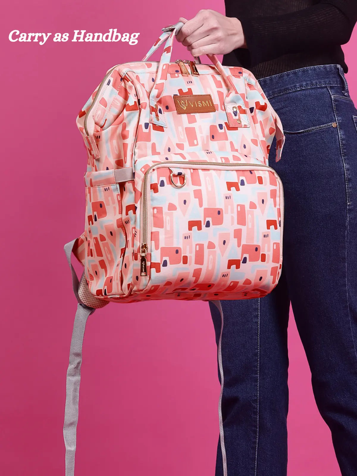 Snappy Zappy Backpack Diaper Bag - Geometric Pink