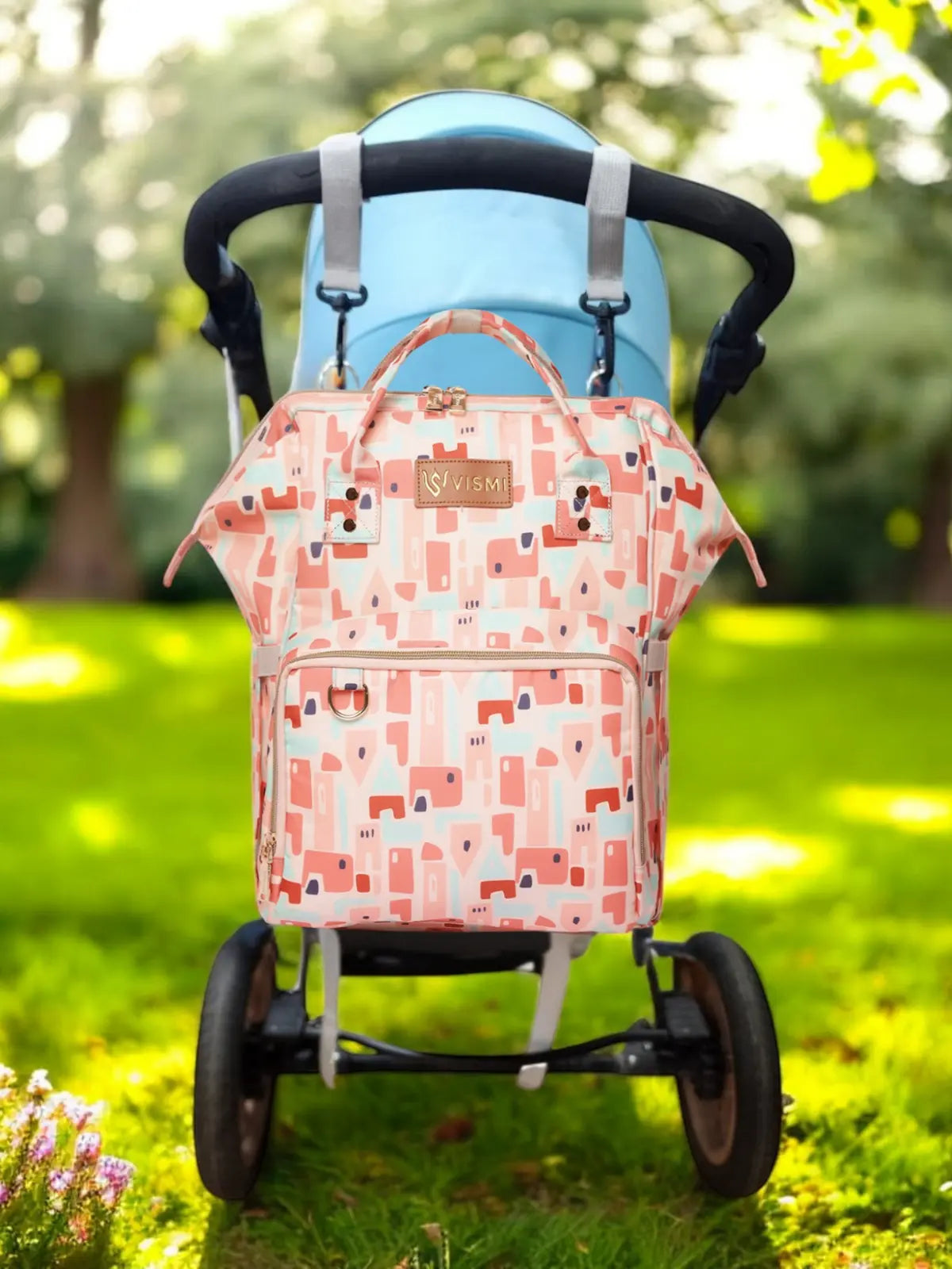Snappy Zappy Backpack Diaper Bag - Geometric Pink