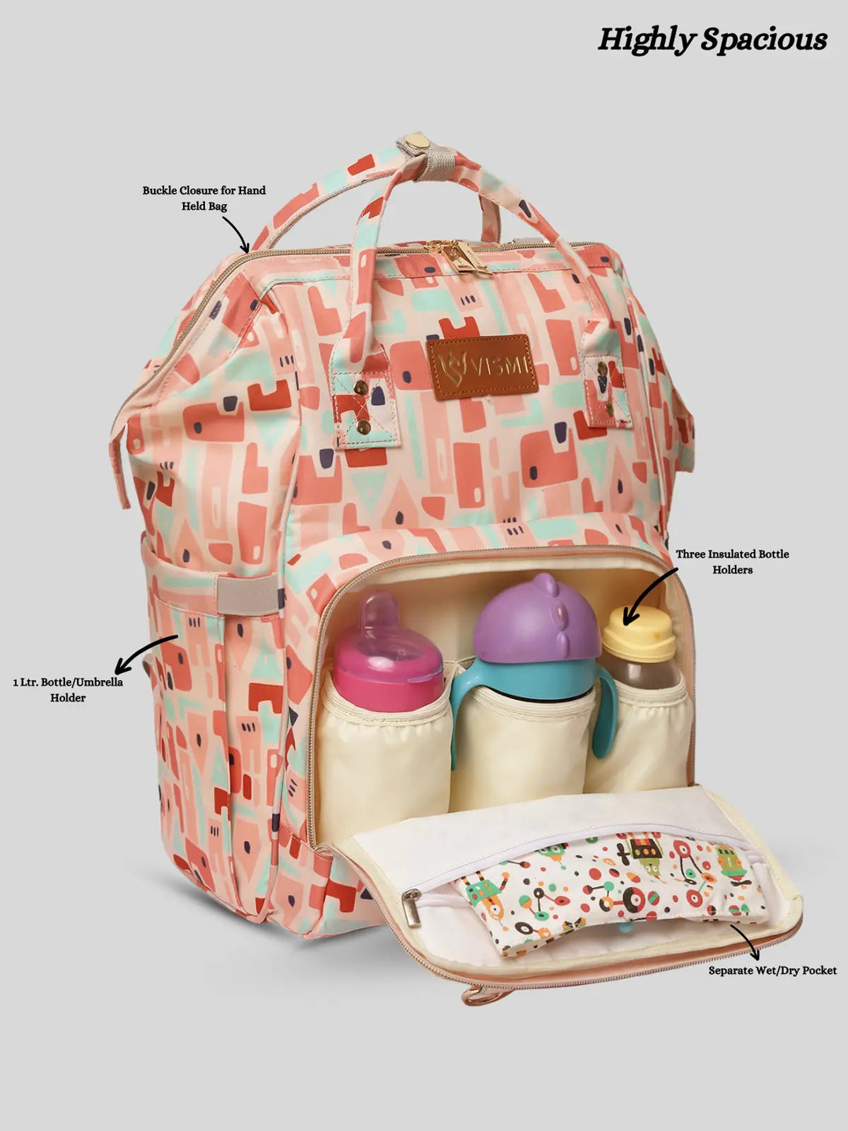 Snappy Zappy Backpack Diaper Bag - Geometric Pink