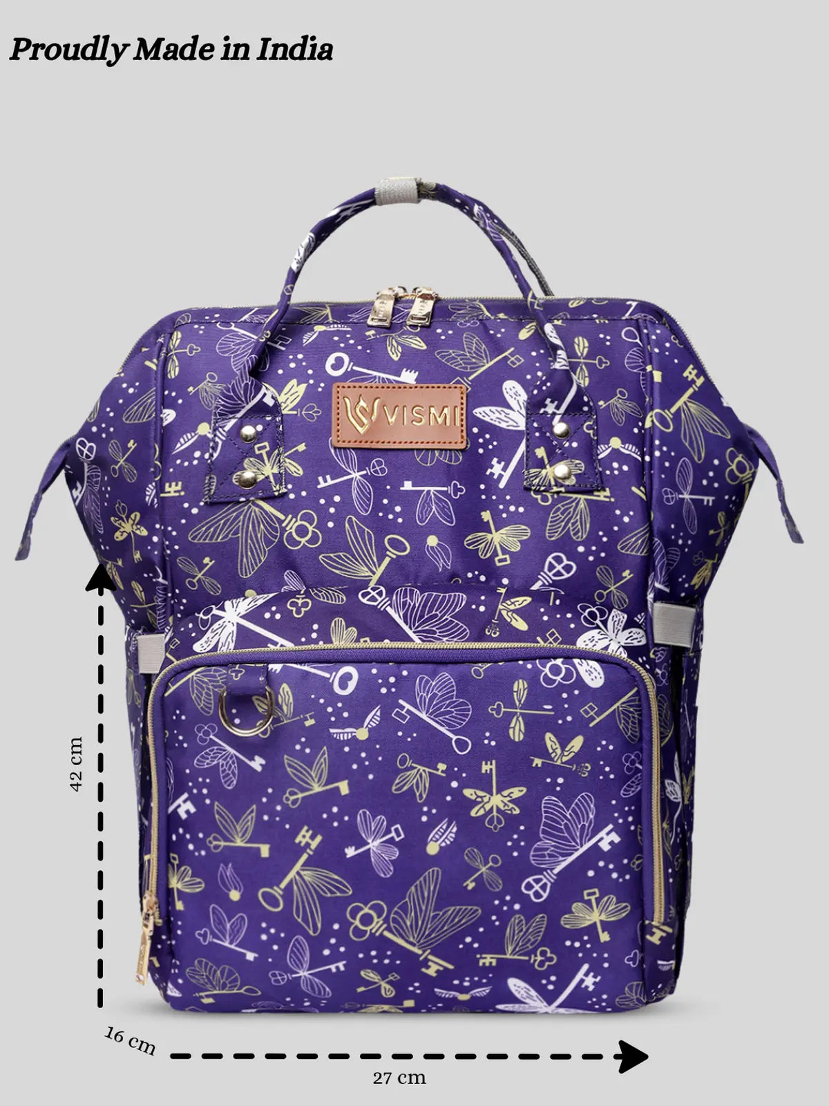 Snappy Zappy Backpack Diaper Bag - Flying Keys Purple