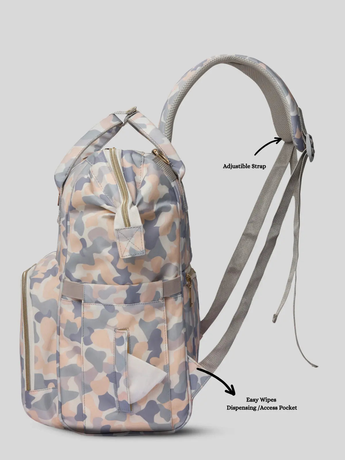Snappy Zappy Backpack Diaper Bag - White Camo