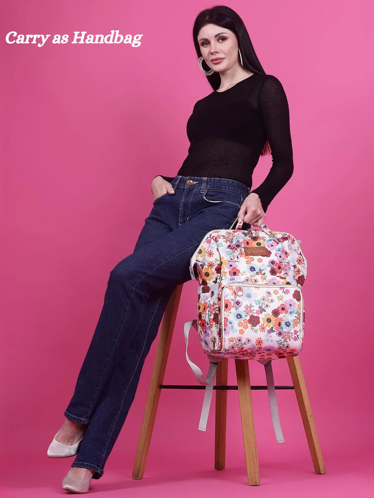 Snappy Zappy Backpack Diaper Bag - Flower White
