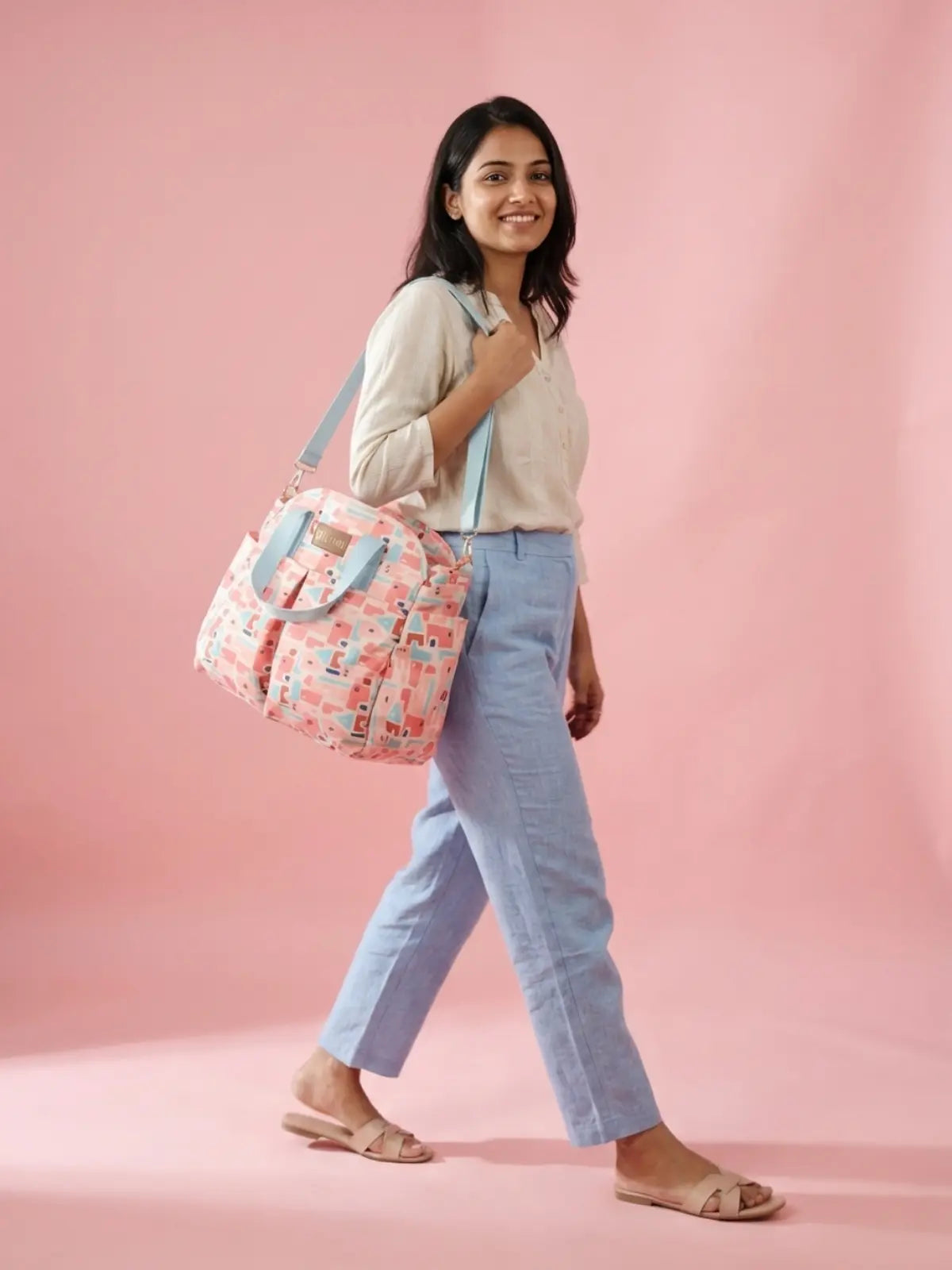 Cuddle Carry Tote Diaper Bag- Geometric