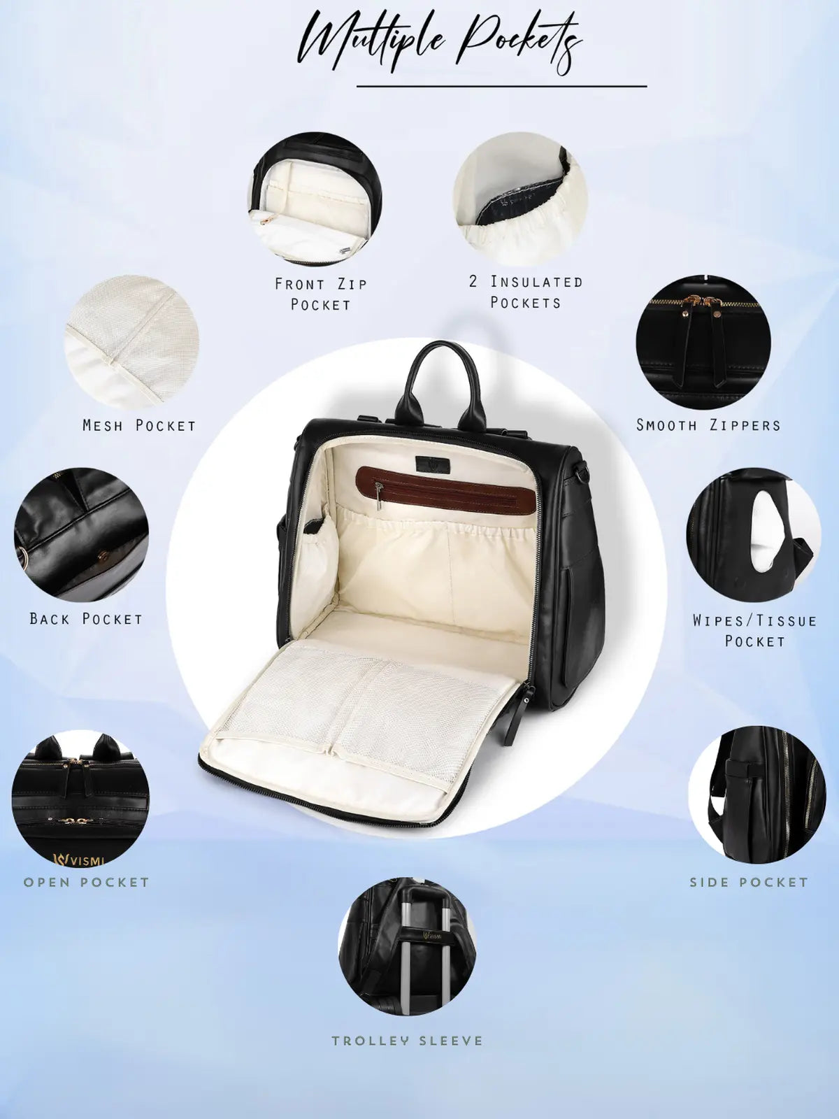 Timeless Backpack Messenger Diaper Bag - Black