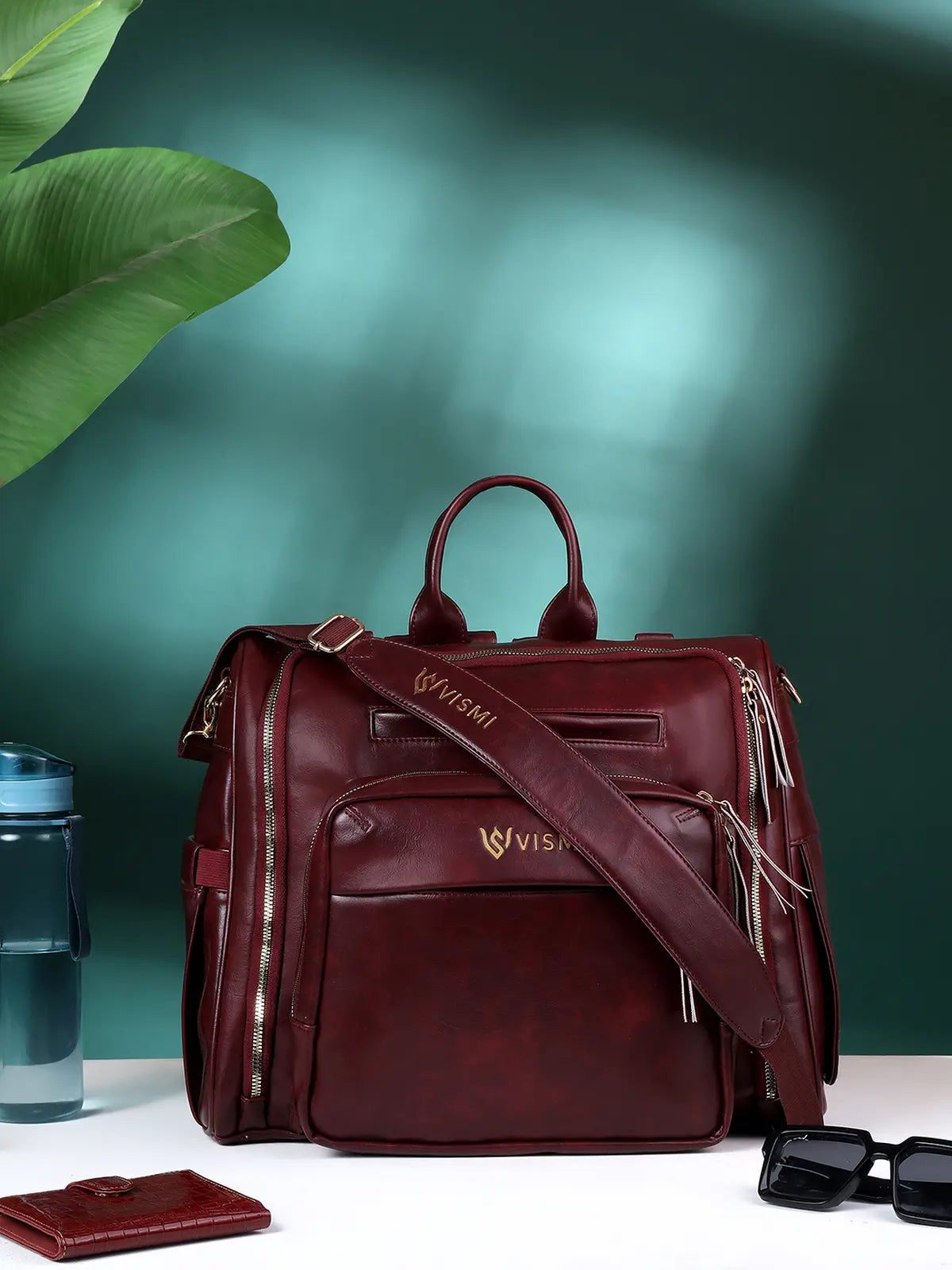 Timeless Backpack Messenger Diaper Bag - Wine