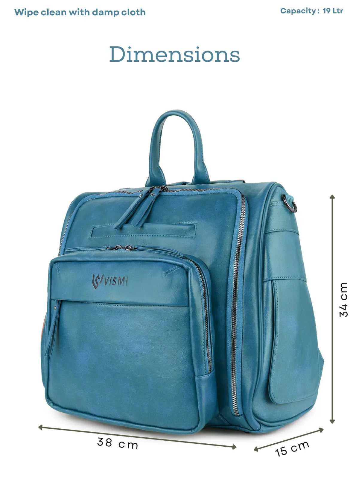 Timeless Backpack Messenger Diaper Bag - Teal Blue