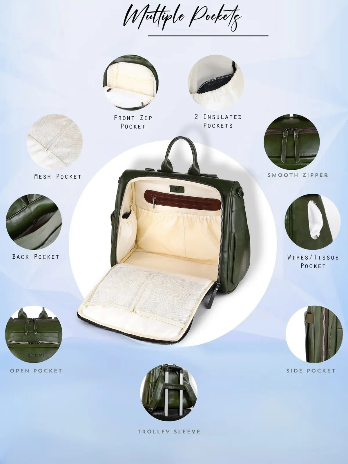 Timeless Backpack Messenger Diaper Bag - Olive Green