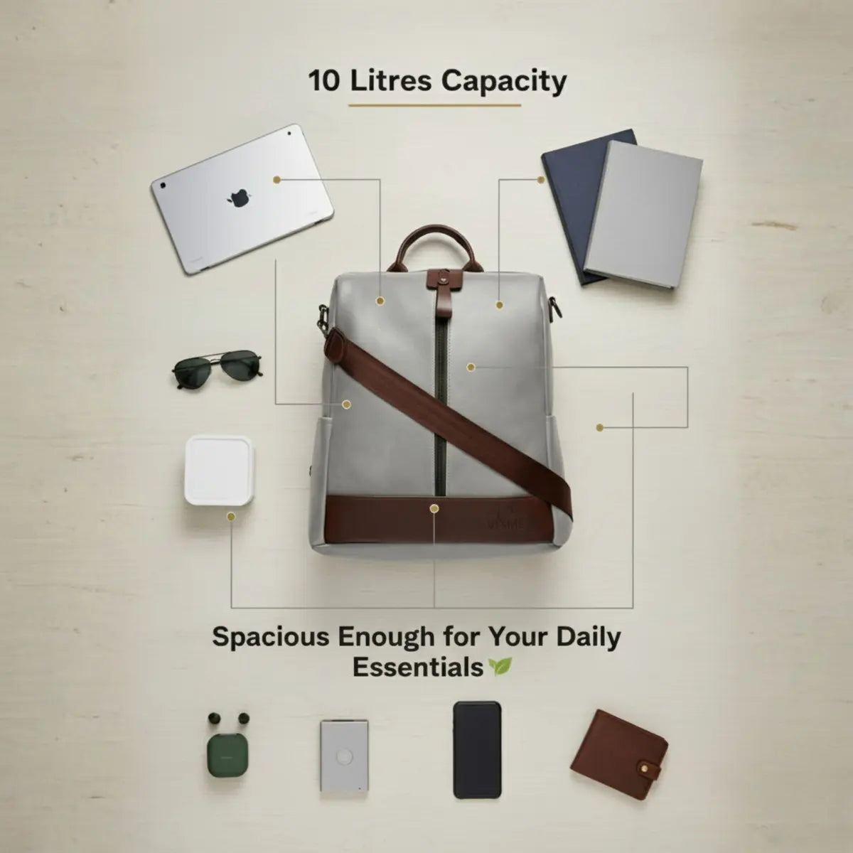 Timeless Aura Women Backpack Handbag - Grey