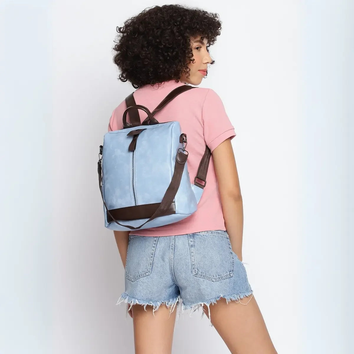 Timeless Aura Women Backpack Handbag - Sky Blue